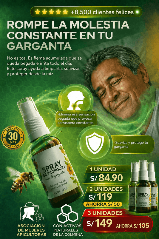 T -Spray de Propóleo de Caseteja-Elimina la irritacion de los bronquios y la flema pegada