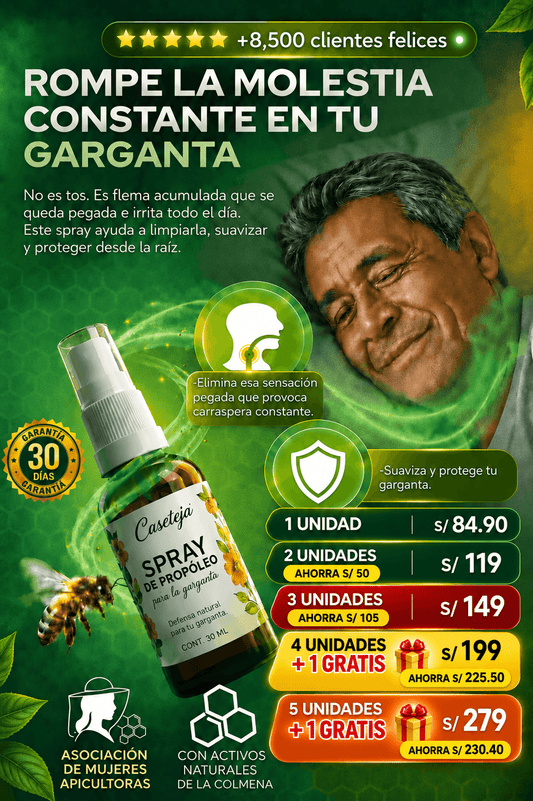 Spray de Propóleo y Miel de Caseteja-Elimina la carraspera y la flema