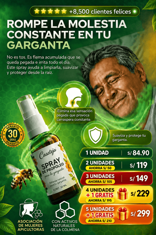 T -Spray de Propóleo de Caseteja-Elimina la irritacion de los bronquios y la flema pegada
