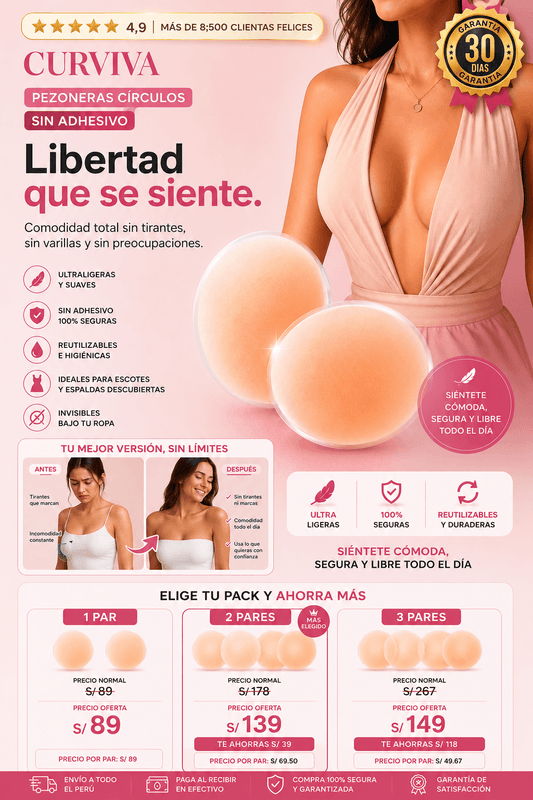 ¿Cansada del brasier incómodo? Pezoneras Sin Adhesivo Curviva™